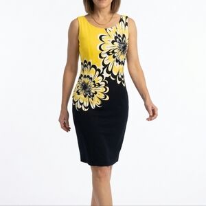 [Nueva]Sunflower Burst Sleeveless  Sheath Midi Dress Women 12